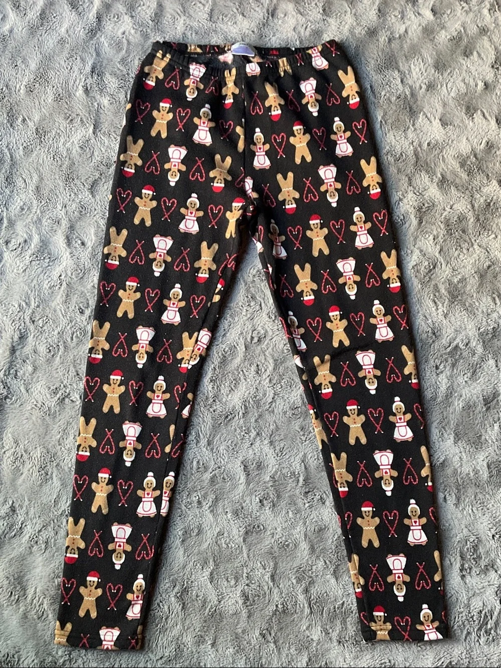 Holiday Gingerbread Print Lounge Pants - Black